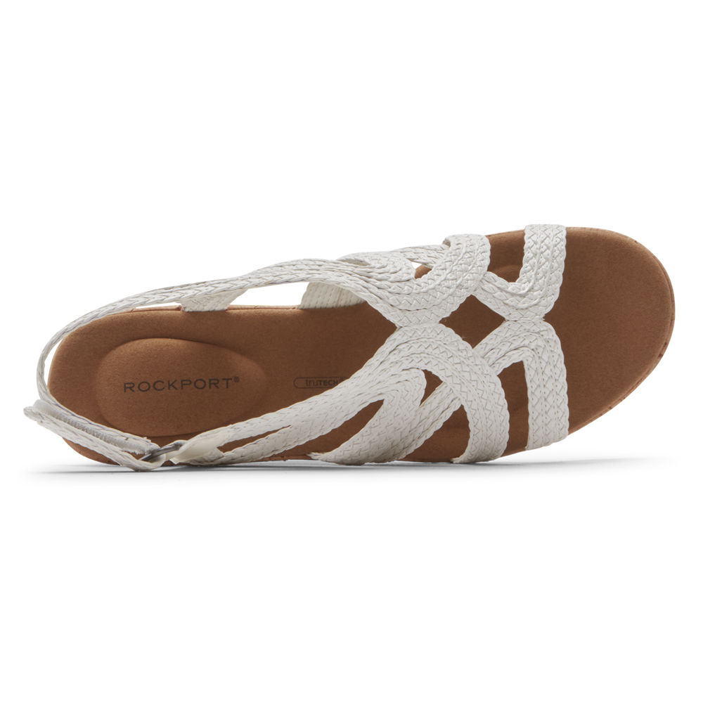 Sandalias Rockport Mujer Mexico - Briah Braided Blancos - GYVTJ9173